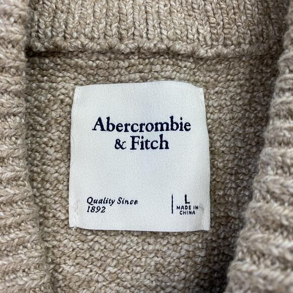 Abercrombie & Fitch Sweater Womens Large Beige V-Neck Chunky Knit Oversized Cozy - Picture 6 of 7